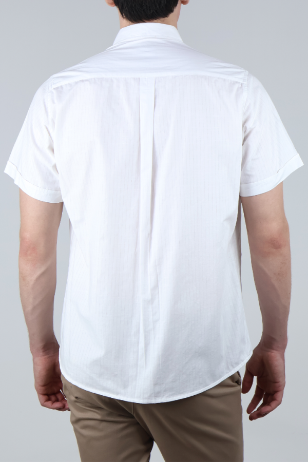Camisa Blanca de Algodón Casual Manga Corta Hombre Fresca Y Ligera